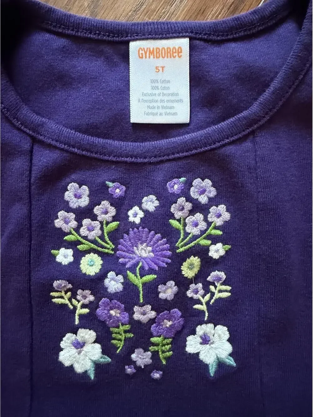 Gymboree Girls' Whooo’s Cute Purple Floral Embroidered Cotton Top, Size 5T